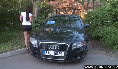 Big titted teen gets banged by her driving instructor outdoors