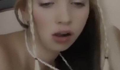 Golden haired teen fucks on the sofa and gets her face jizzed