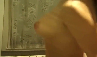 Amateur German teen touches her big boobs during homemade sex action