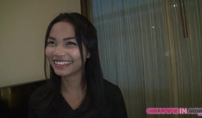 Thai newbie gets her hairy vagina drilled and creampied