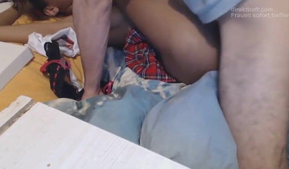 Skinny German schoolgirl gets her throat and tight pussy boned deep