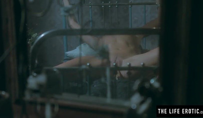 Stunning babe with glasses blows off and fucks a creepy mummy