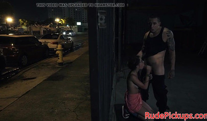 Geeky brunette teen gets tied up and fucked in public