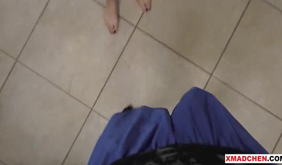 Bratty German sister blowing and fucking her stepbrother's dick in POV compilation