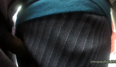 Fat dick pops as it tries to penetrate nice booty over skirt