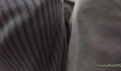 Fat dick pops as it tries to penetrate nice booty over skirt