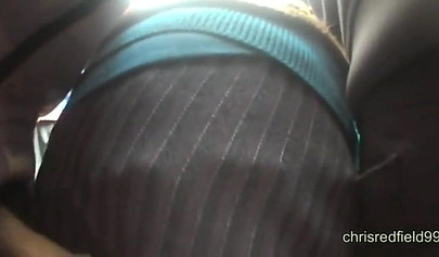 Fat dick pops as it tries to penetrate nice booty over skirt