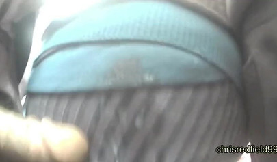 Fat dick pops as it tries to penetrate nice booty over skirt