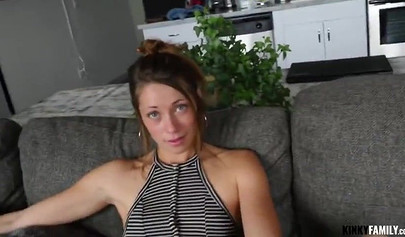 Inked beauty got blackmailed and fucked by her kinky stepbrother