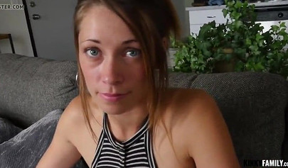 Inked beauty got blackmailed and fucked by her kinky stepbrother