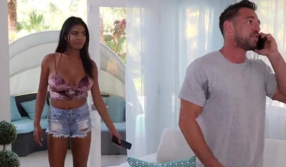 Ebony doll Nia Nacci gets her black feet and pussy fucked by a white dude