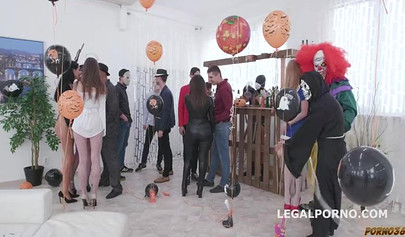 Devilish slut Anna De Ville and her girlfriend Soffie get involved in an amazing cosplay orgy