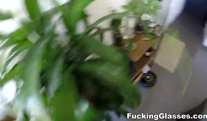 Skinny teen Alina West smiles while taking a hard dick in her pussy