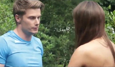 Four sexy yoga babes suck and massage a nice white dick outdoors