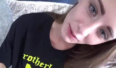 Skinny teen Kyler Quinn deepthroats her brother's dick before taking it in her tight snatch