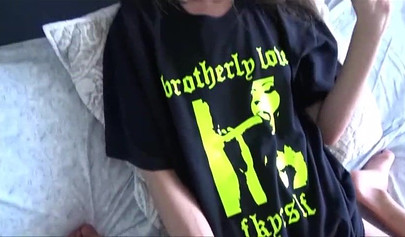 Skinny teen Kyler Quinn deepthroats her brother's dick before taking it in her tight snatch