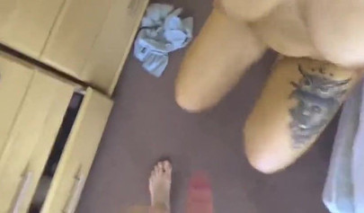 Chubby tattooed doll gets her holes penetrated deep by her lover in hotel room