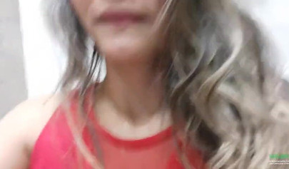 Breathtaking brunette films herself masturbating in public bathroom