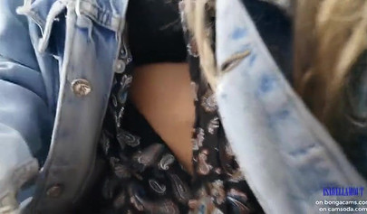 Smoking hot model shows her juicy tits and masturbates in the plane