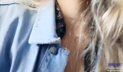 Smoking hot model shows her juicy tits and masturbates in the plane