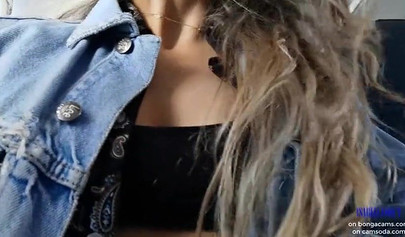 Smoking hot model shows her juicy tits and masturbates in the plane