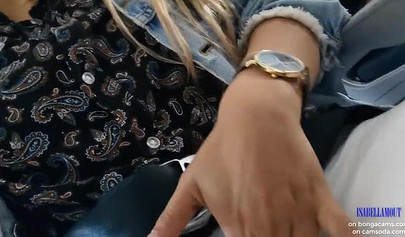 Smoking hot model shows her juicy tits and masturbates in the plane