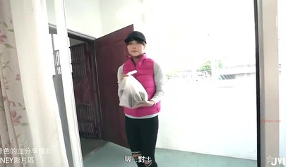 Japanese teen with a great pair of juggs strips and shows her fucking skills