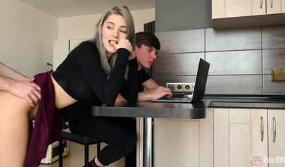 Russian girlfriend with big tits Eva Elfie fucks a stranger in cuckold's presence