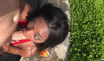 Ebony teen Sarah Banks gets her black cunt creampied by a white dude