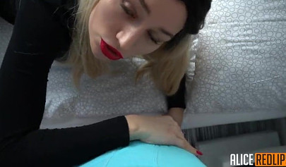 Sexy Czech teen Alice pleases a curved dick with her hot lips