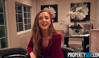 Real estate agent in stockings Karla Kush gets her hairy cunt dicked hard