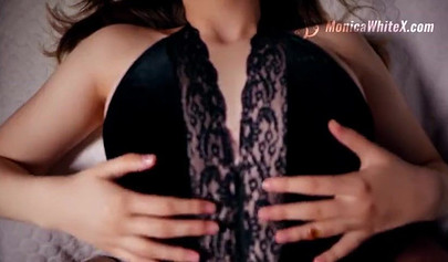 Teen hottie gets her perky boobs squeezed while stroking a dick