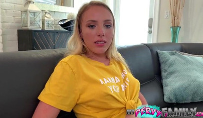 Golden haired teen pleasing and humping her stepbrother's rod