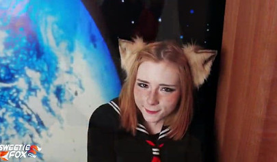 Kinky schoolgirl stripping and fucking a plastic dick in solo