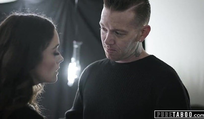 Skinny teen slut Lily Glee gets double teamed by her boyfriend and stepdad