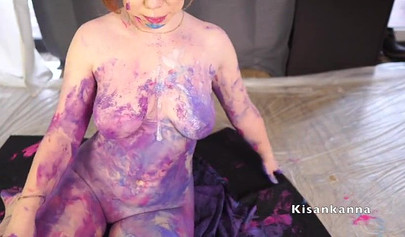 Curvaceous teen gets banged by her body painting instructor