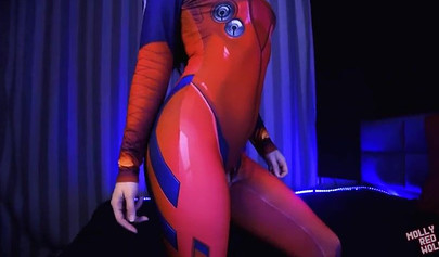 Redhead cosplay hottie masturbates before taking a shaft up her holes