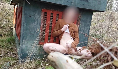 Playful teen catches a big dicked dude masturbating outdoors and helps him cum