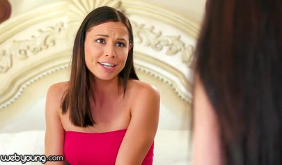 Brunette teens Aidra Fox & Jade Baker rub and eat each other's beavers