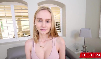 Skinny 18 year old teen Alicia Williams loses her virginity at the casting