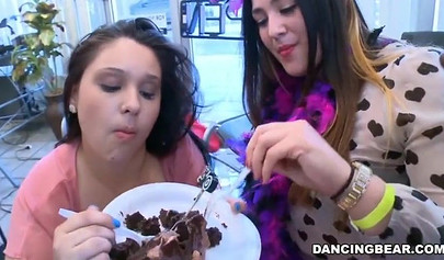 Compilation of slutty dolls taking giant facials at public parties