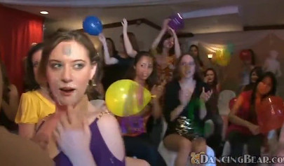 Compilation of slutty dolls taking giant facials at public parties