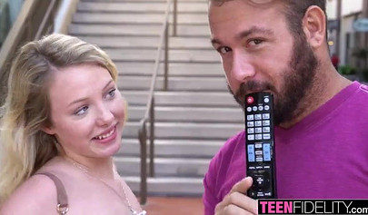 Foxy teen Dixie Lynn gets her pink pussy boned in various sex positions