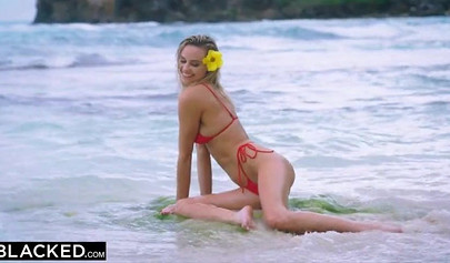 Sexy blonde Addie Andrews welcomes a big black sausage in her pussy