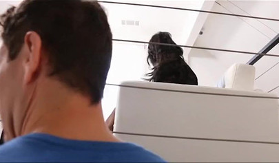 Huge boobed MILF in lingerie gets both her holes penetrated by her stepson