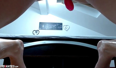 Horny naked teen babe masturbates and cums super hard