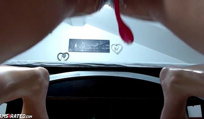 Horny naked teen babe masturbates and cums super hard