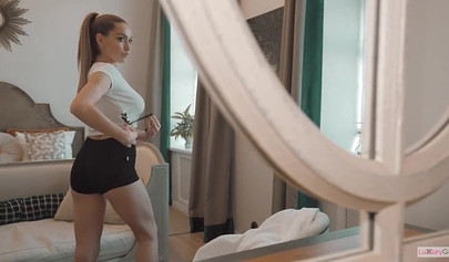 Beautiful babe with a ponytail getting rammed doggystyle passionately