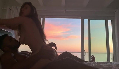 Busty brunette Lena Paul gets nailed by her black lover at her Malibu mansion