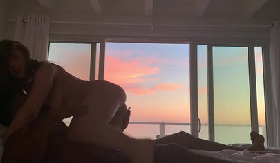 Busty brunette Lena Paul gets nailed by her black lover at her Malibu mansion